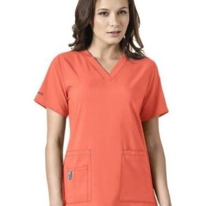 NWOT Women's Carhartt ForceFlex Scrub Top. Sz small Coral orange